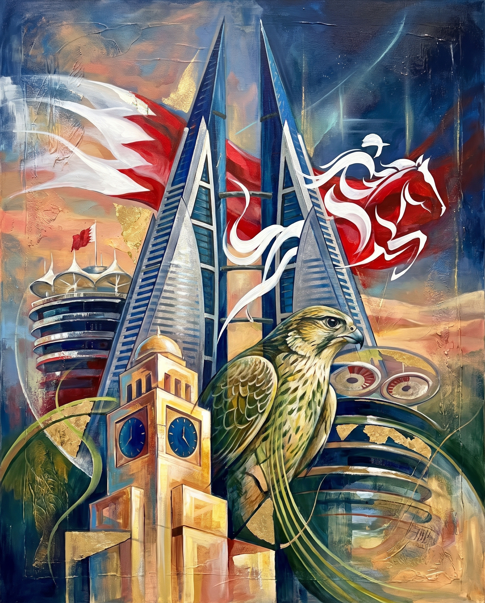 Abstract Fine Art of Kingdom of Bahrain Showing A famous landscapes